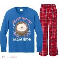 Just A Who Loves Hedgehogs Forest Animal Cute Hedgehog Gift Kids Long Sleeve Plaid Pajama Set thumb 0