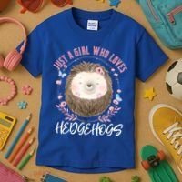 Just A Who Loves Hedgehogs Forest Animal Cute Hedgehog Gift Kids T-Shirt thumb 3