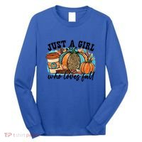 Just A Who Loves Fall Pumpkin Spice Leopard Coffee Cup Gift Long Sleeve Shirt thumb 0