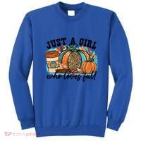 Just A Who Loves Fall Pumpkin Spice Leopard Coffee Cup Gift Sweatshirt thumb 0