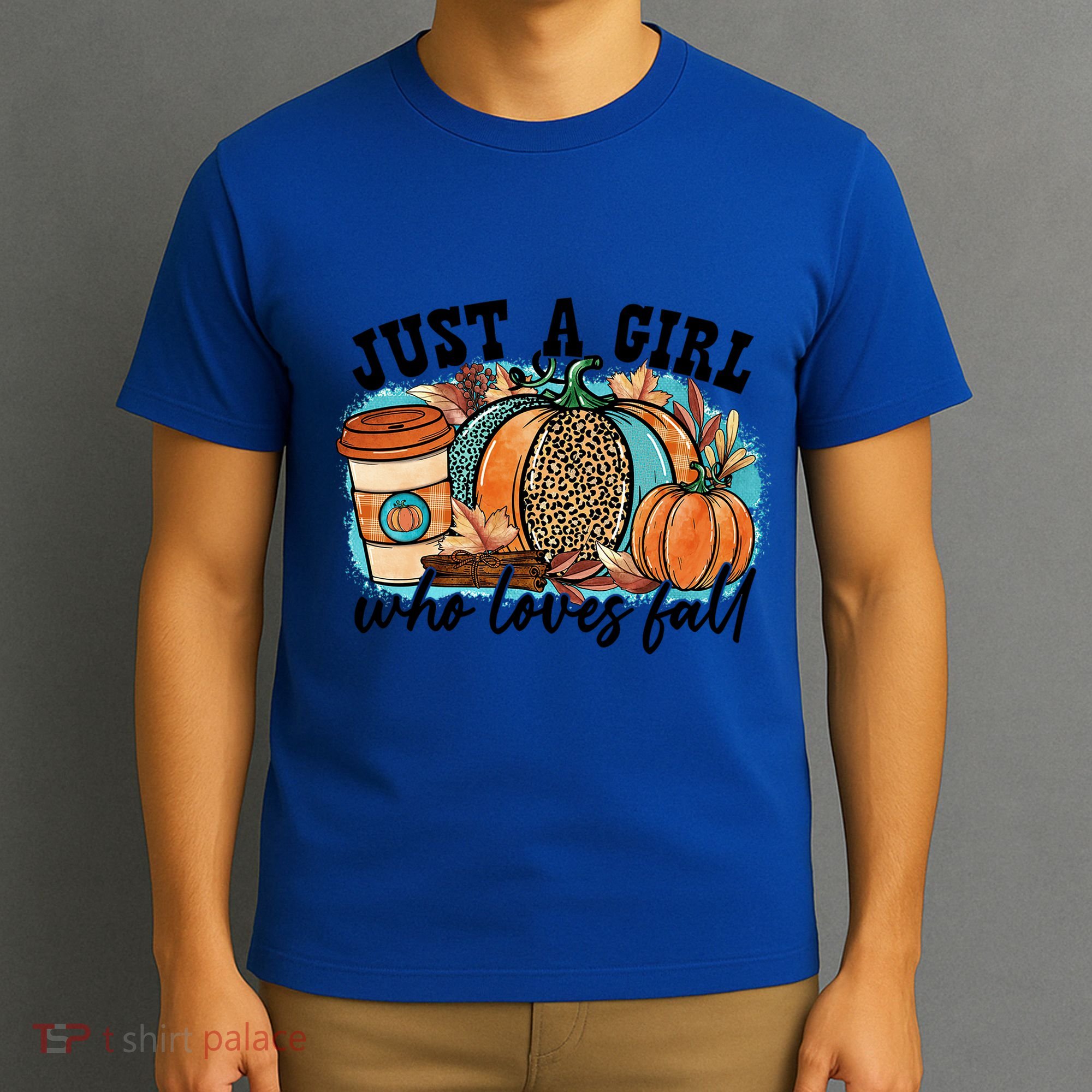 Just A Who Loves Fall Pumpkin Spice Leopard Coffee Cup Gift T-Shirt