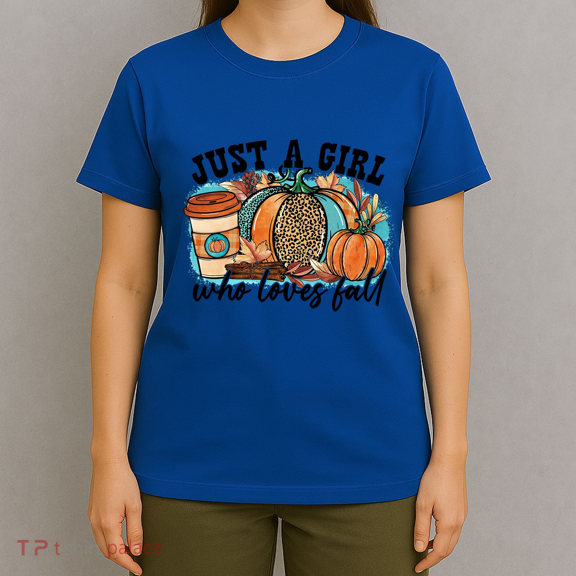 Just A Who Loves Fall Pumpkin Spice Leopard Coffee Cup Gift T-Shirt