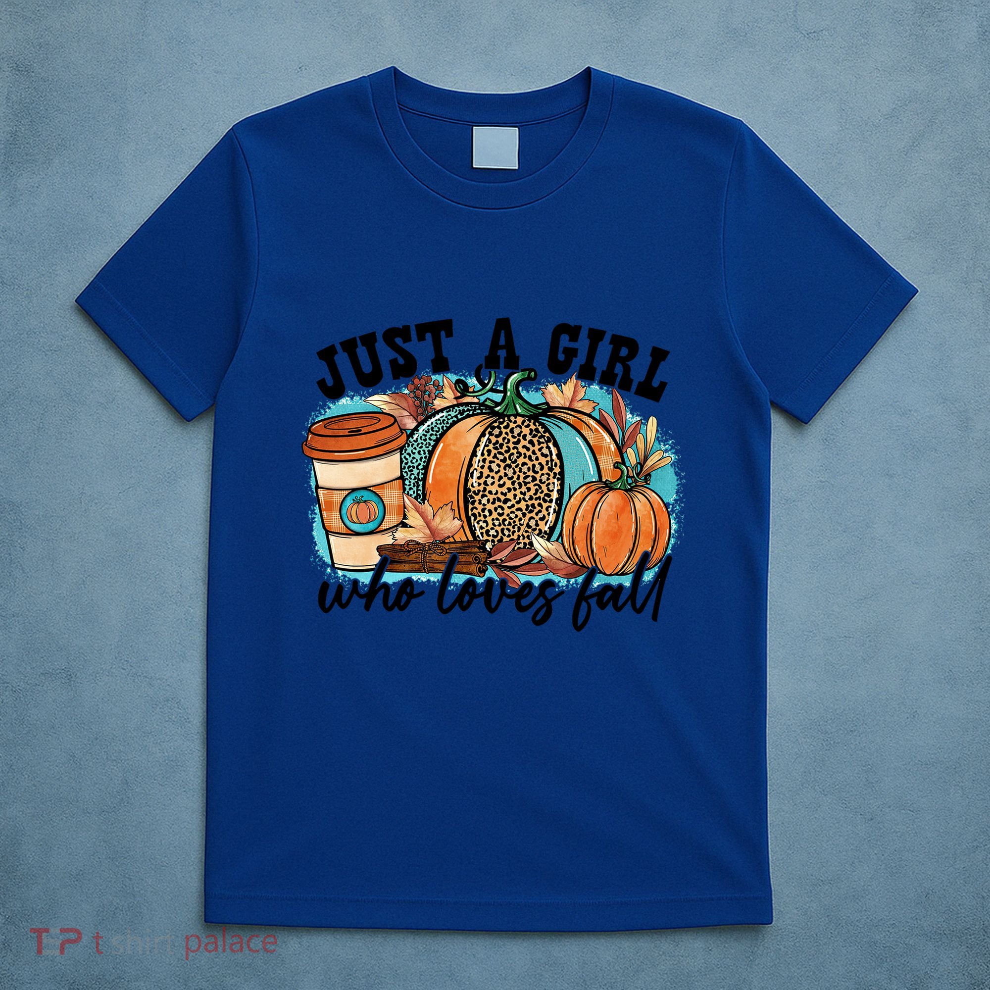 Just A Who Loves Fall Pumpkin Spice Leopard Coffee Cup Gift T-Shirt