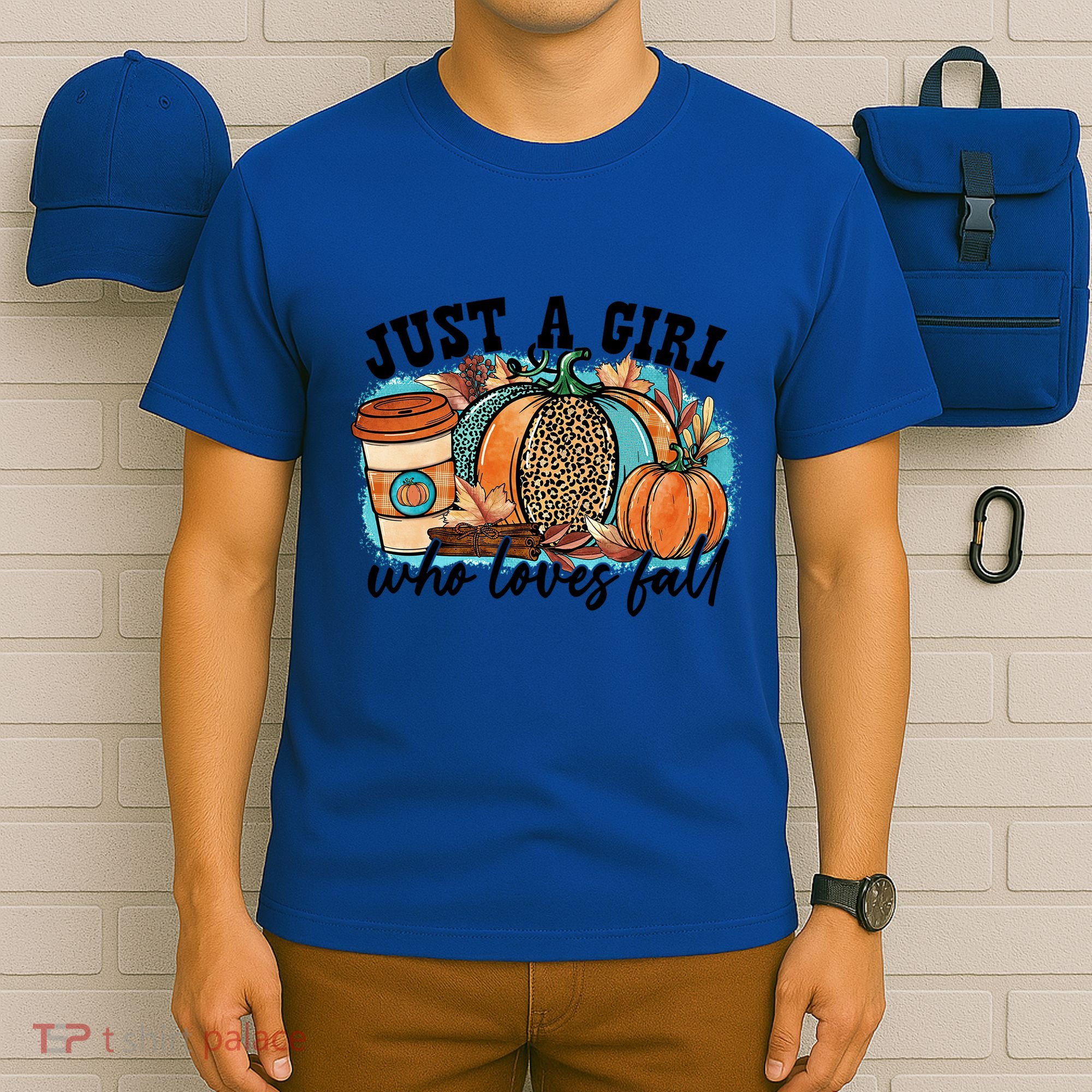 Just A Who Loves Fall Pumpkin Spice Leopard Coffee Cup Gift T-Shirt