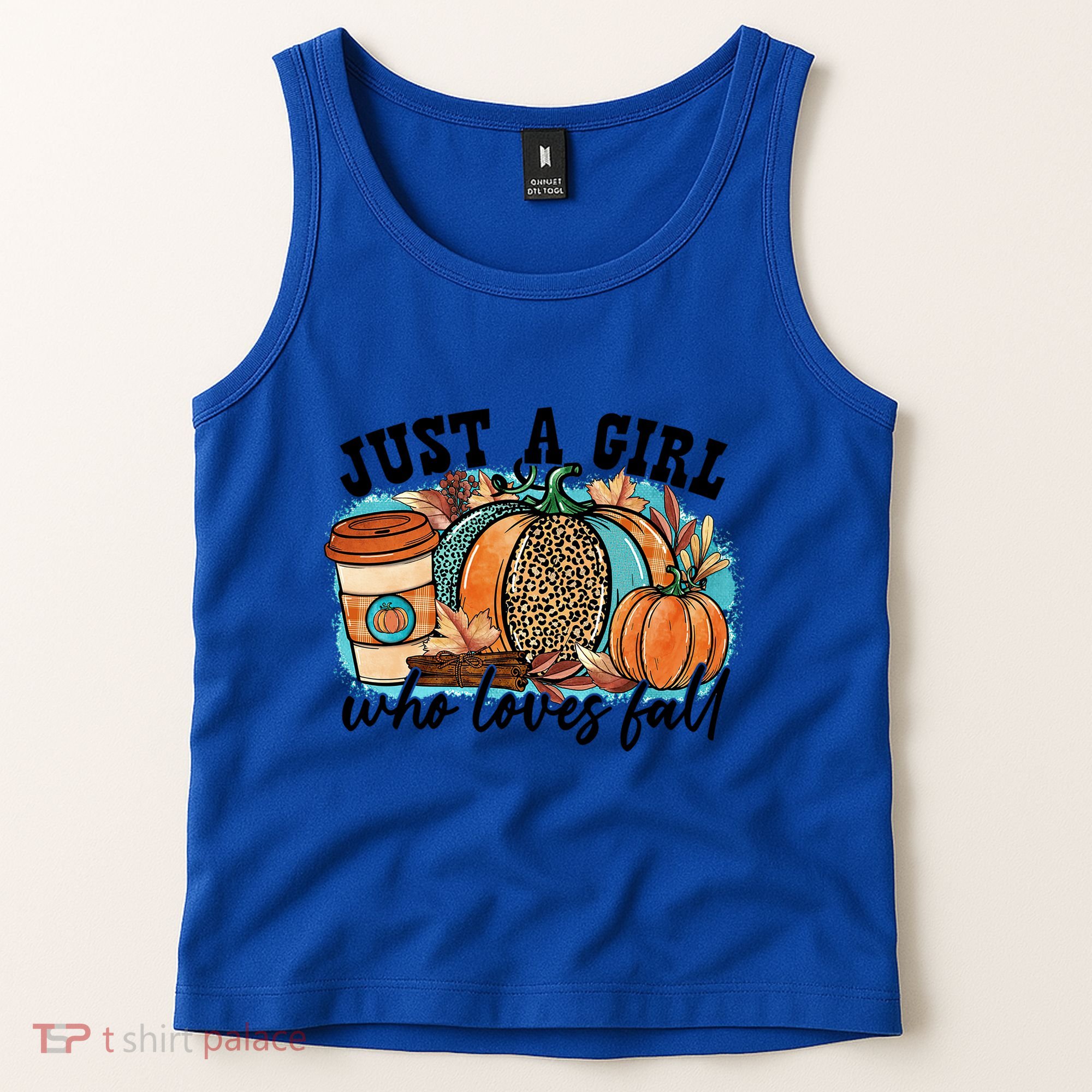Just A Who Loves Fall Pumpkin Spice Leopard Coffee Cup Gift Tank Top