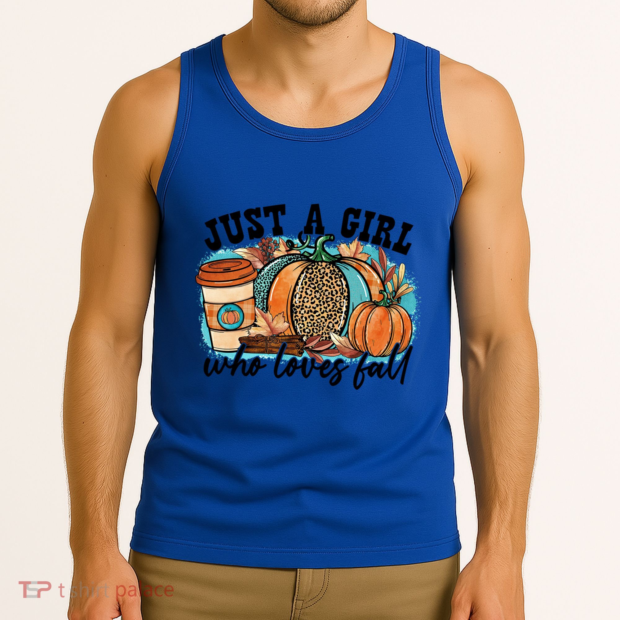 Just A Who Loves Fall Pumpkin Spice Leopard Coffee Cup Gift Tank Top