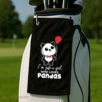 Just A Who Loves Pandas Panda Meaningful Gift Funny Gift Golf Towel thumb 2