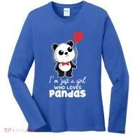 Just A Who Loves Pandas Panda Meaningful Gift Funny Gift Women's Long Sleeve Shirt thumb 0