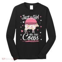 Just a  Who Loves Cows Farm  Funny Cow Long Sleeve Shirt thumb 0