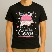 Just a  Who Loves Cows Farm  Funny Cow T-Shirt thumb 3