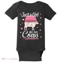 Just a  Who Loves Cows Farm  Funny Cow Baby Bodysuit thumb 0