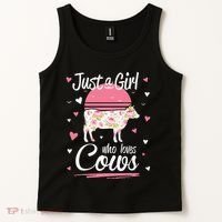 Just a  Who Loves Cows Farm  Funny Cow Tank Top thumb 2