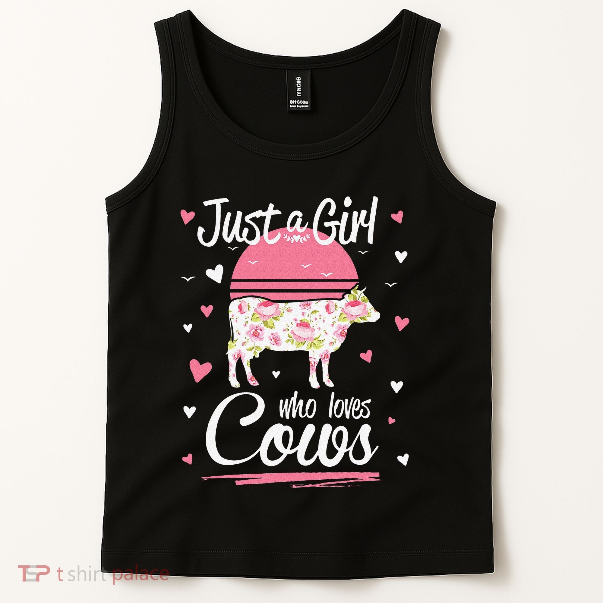 Just a  Who Loves Cows Farm  Funny Cow Tank Top