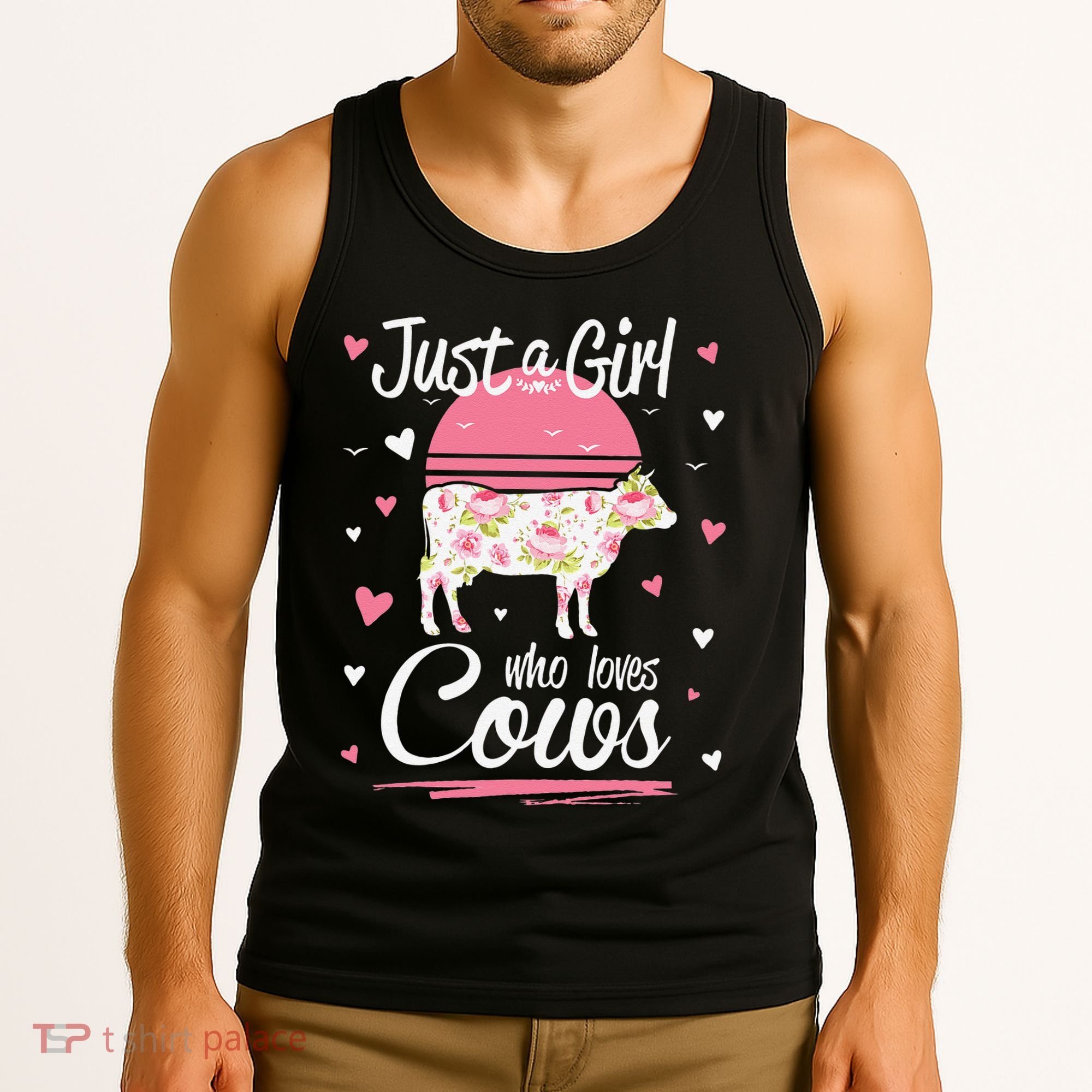 Just a  Who Loves Cows Farm  Funny Cow Tank Top