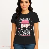 Just a  Who Loves Cows Farm  Funny Cow Women's T-Shirt thumb 4