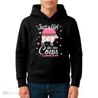 Just a  Who Loves Cows Farm  Funny Cow Kids Hoodie thumb 4