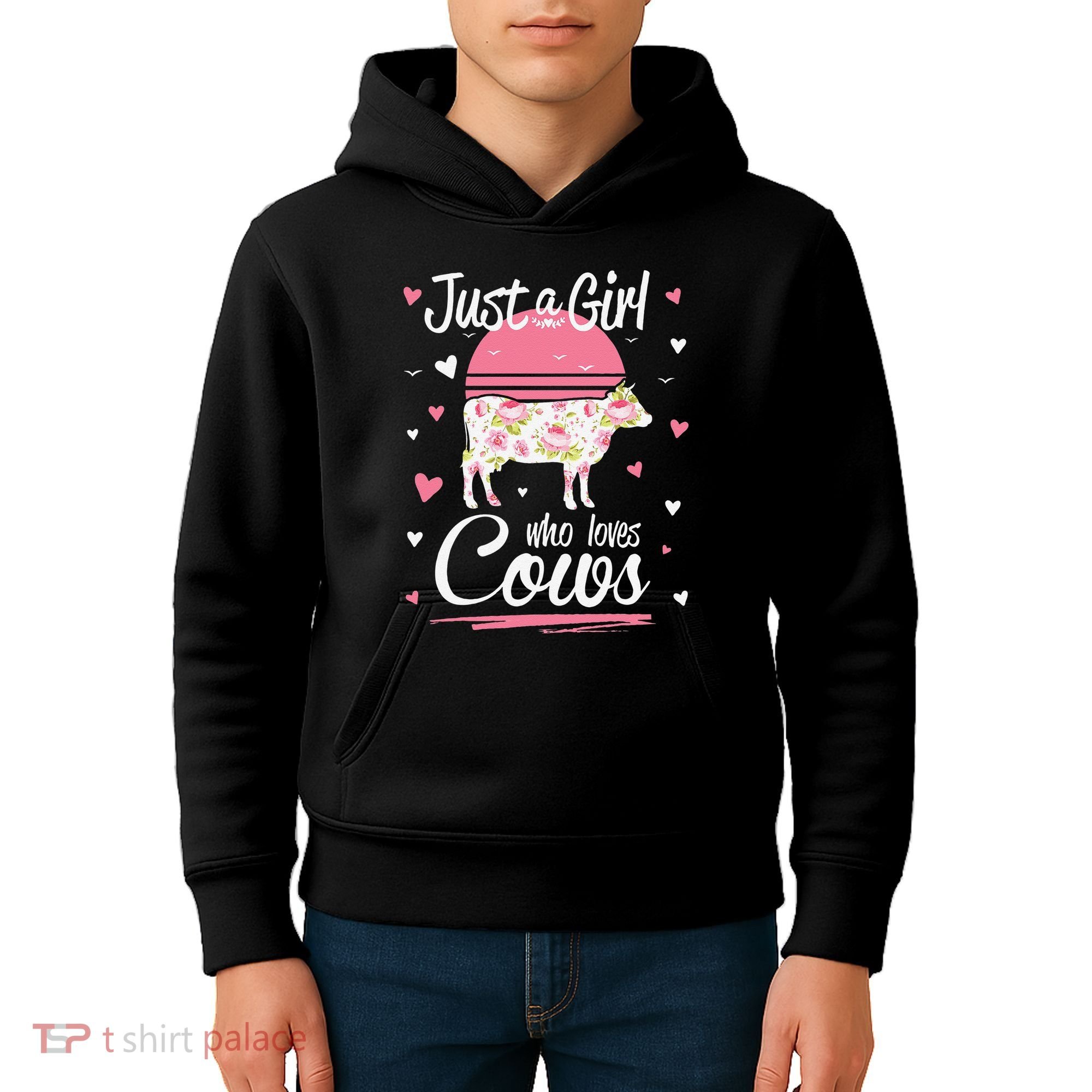 Just a  Who Loves Cows Farm  Funny Cow Kids Hoodie