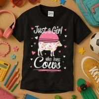 Just a  Who Loves Cows Farm  Funny Cow Kids T-Shirt thumb 3