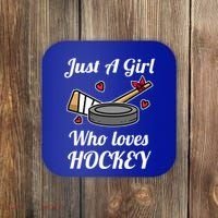 Just A Who Loves Hockey Ice Hockey Jersey Meaningful Gift Coaster thumb 0