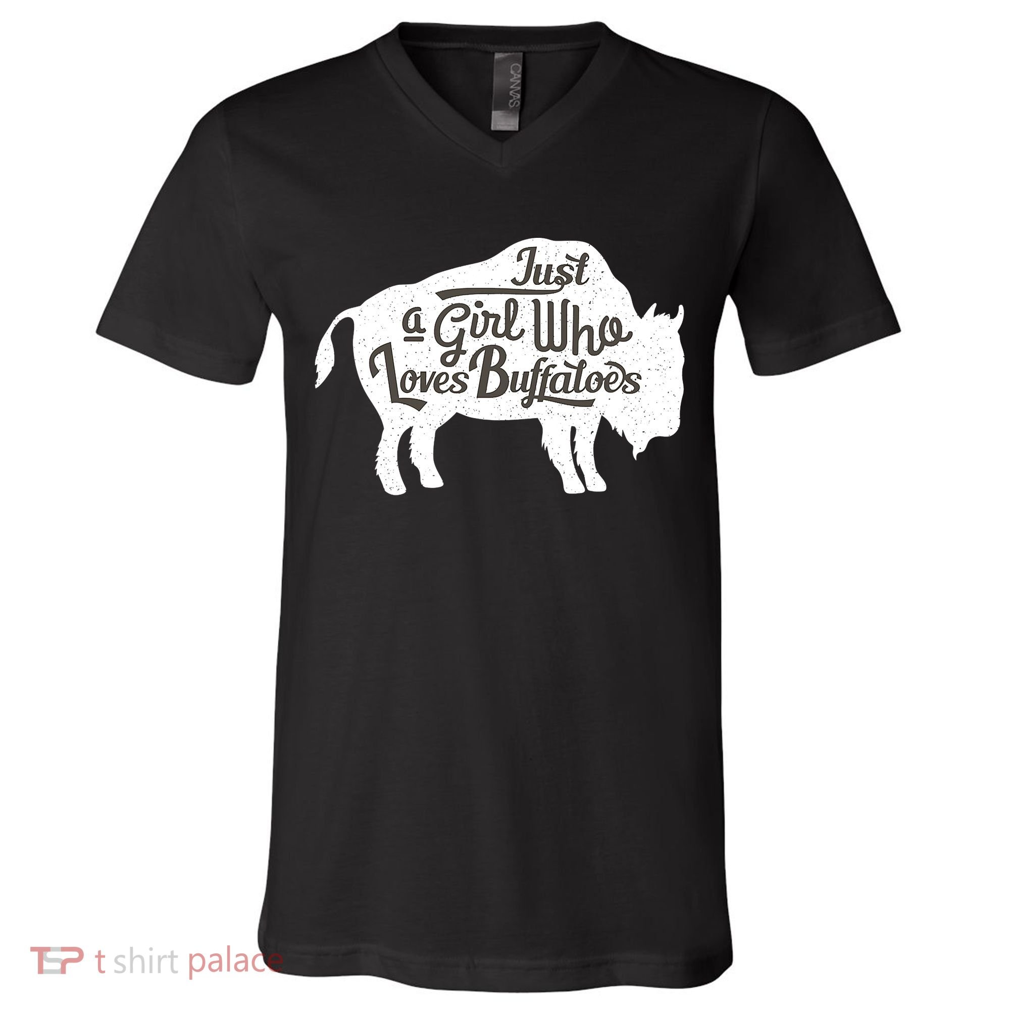 Just A  Who Loves Buffaloes Buffalo Bison Lover  V-Neck T-Shirt