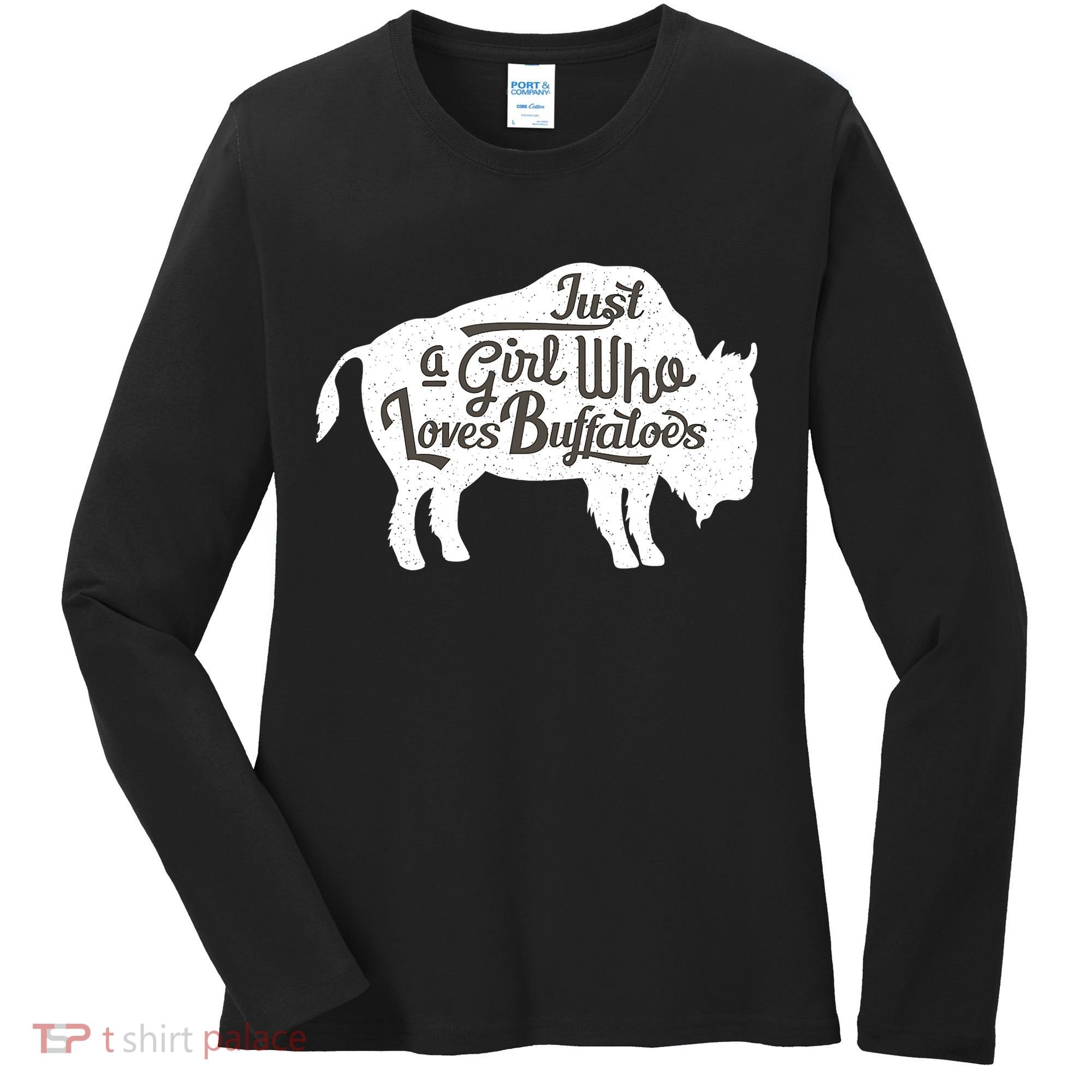 Just A  Who Loves Buffaloes Buffalo Bison Lover  Women's Long Sleeve Shirt