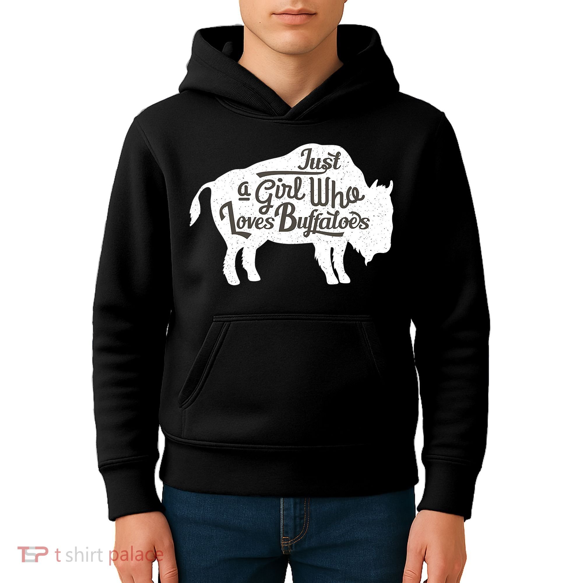 Just A  Who Loves Buffaloes Buffalo Bison Lover  Kids Hoodie