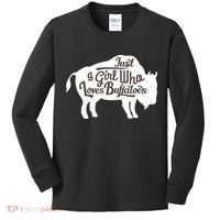 Just A  Who Loves Buffaloes Buffalo Bison Lover  Kids Long Sleeve Shirt thumb 0