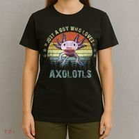 Just A  Who Loves Axolotls Funny Axolotl Gift for Boys T-Shirt thumb 4