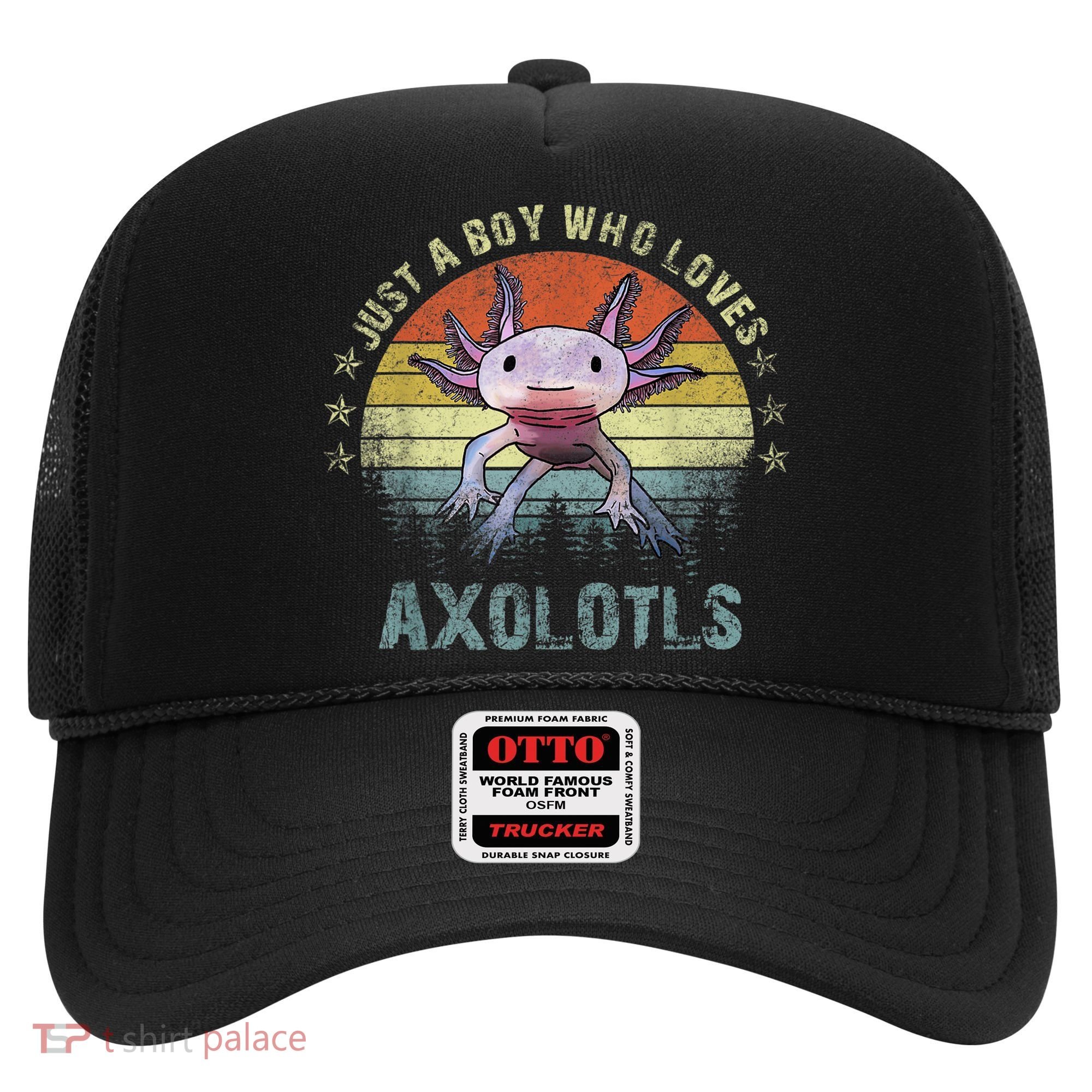 Just A  Who Loves Axolotls Funny Axolotl Gift for Boys Hat