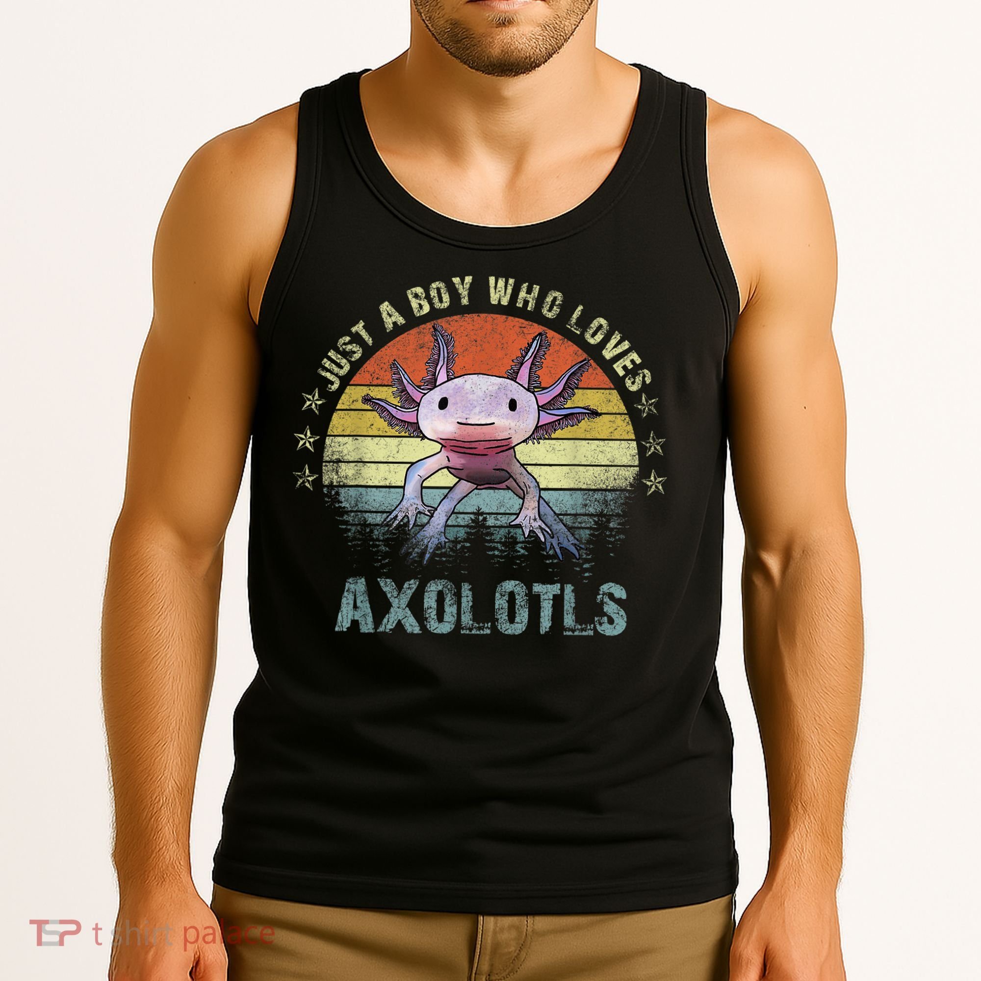 Just A  Who Loves Axolotls Funny Axolotl Gift for Boys Tank Top