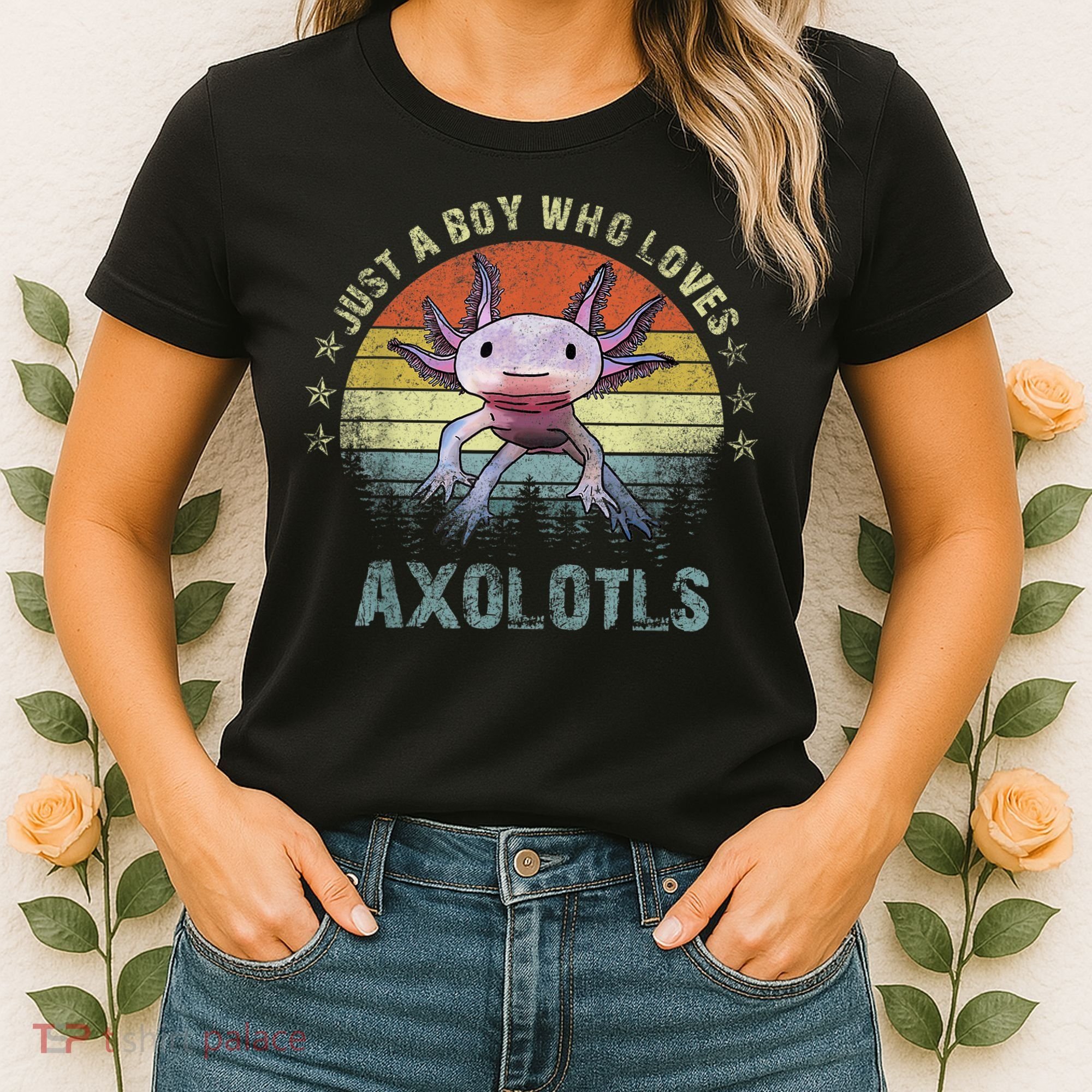 Just A  Who Loves Axolotls Funny Axolotl Gift for Boys Women's T-Shirt