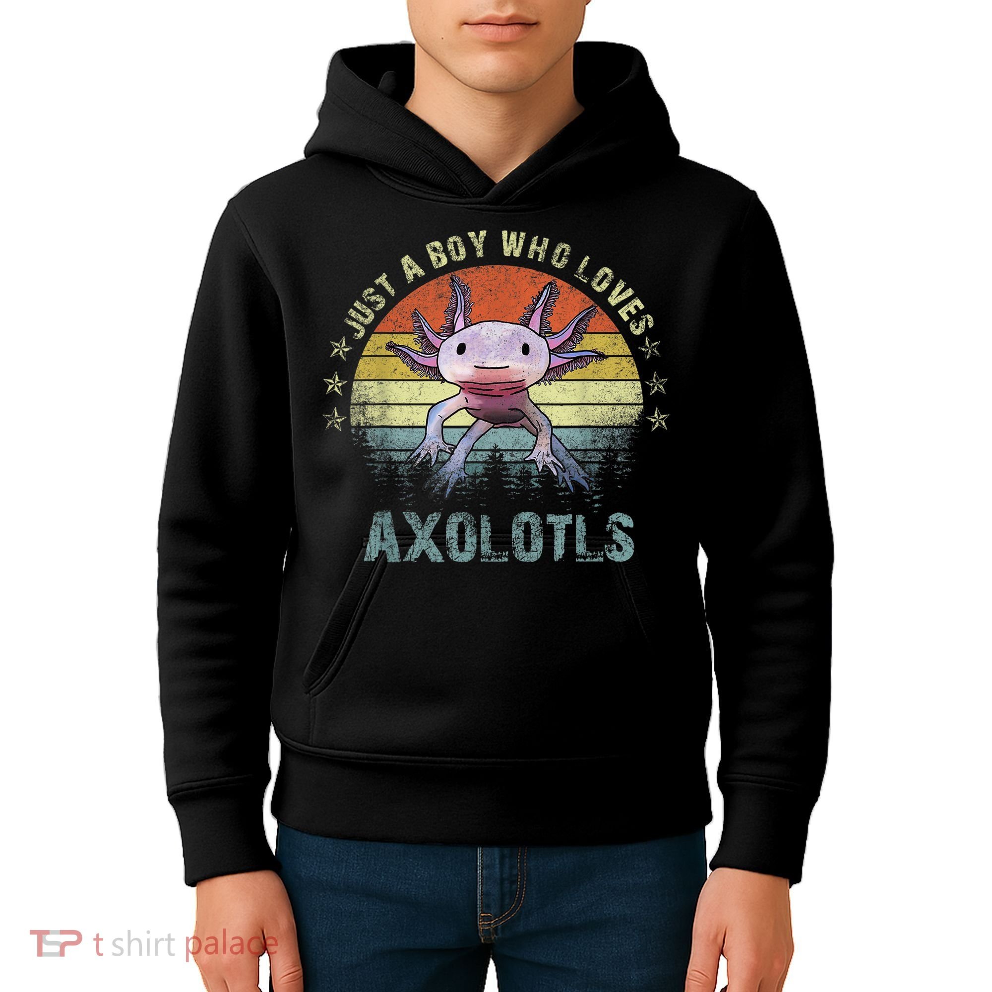 Just A  Who Loves Axolotls Funny Axolotl Gift for Boys Kids Hoodie