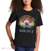 Just A  Who Loves Axolotls Funny Axolotl Gift for Boys Kids T-Shirt thumb 2