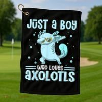 Just A  Who Loves Axolotls Axolotl Lovers Gift Boys Teens Golf Towel thumb 1