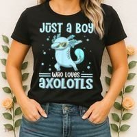 Just A  Who Loves Axolotls Axolotl Lovers Gift Boys Teens Women's T-Shirt thumb 2