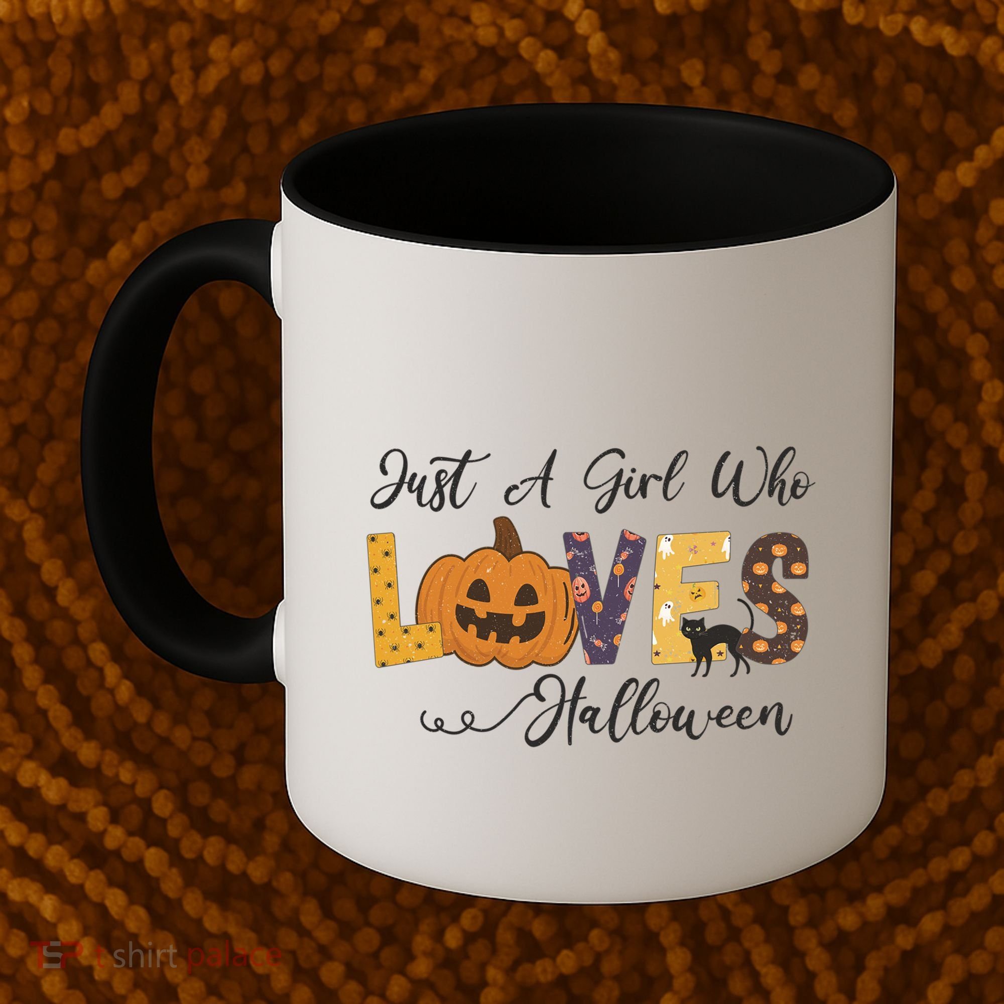 Just A Who Loves Halloween Pumpkin Ghost Black Cat Gift Coffee Mug