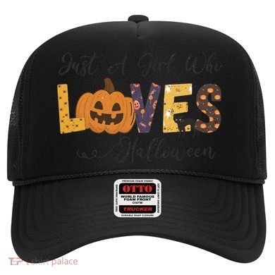 Just A Who Loves Halloween Pumpkin Ghost Black Cat Gift Hat