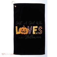 Just A Who Loves Halloween Pumpkin Ghost Black Cat Gift Golf Towel thumb 0