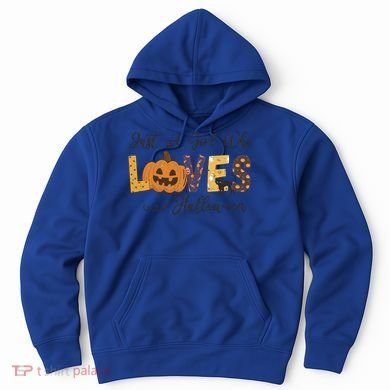 Just A Who Loves Halloween Pumpkin Ghost Black Cat Gift Hoodie