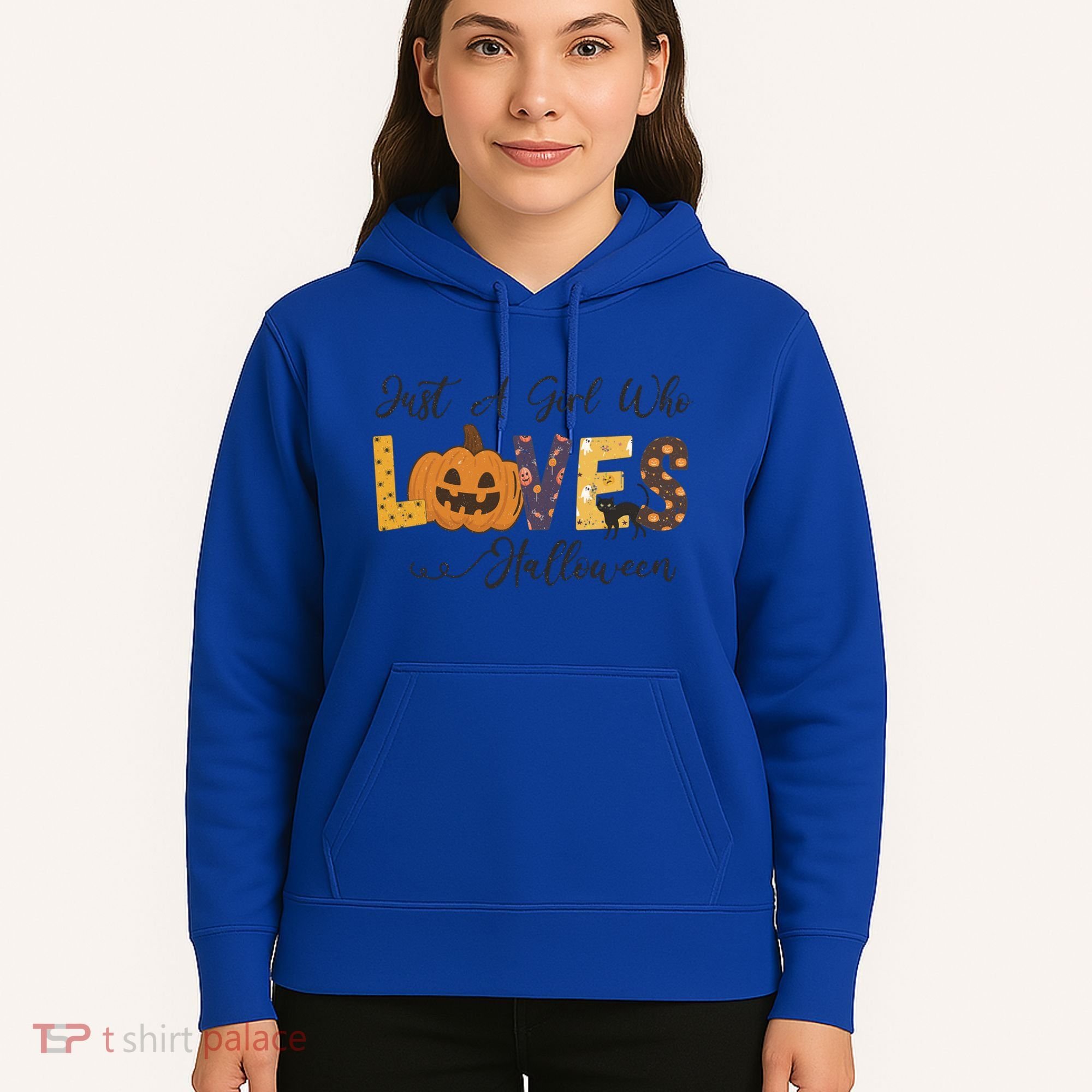 Just A Who Loves Halloween Pumpkin Ghost Black Cat Gift Hoodie