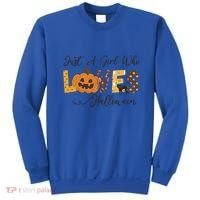 Just A Who Loves Halloween Pumpkin Ghost Black Cat Gift Sweatshirt thumb 0