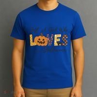 Just A Who Loves Halloween Pumpkin Ghost Black Cat Gift T-Shirt thumb 3