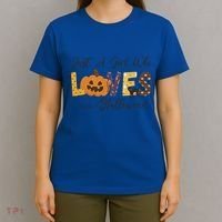 Just A Who Loves Halloween Pumpkin Ghost Black Cat Gift T-Shirt thumb 4