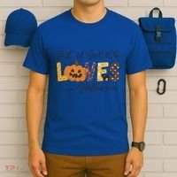 Just A Who Loves Halloween Pumpkin Ghost Black Cat Gift T-Shirt thumb 6