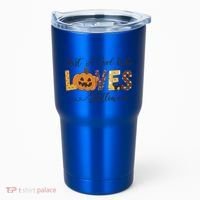 Just A Who Loves Halloween Pumpkin Ghost Black Cat Gift Tumbler thumb 0