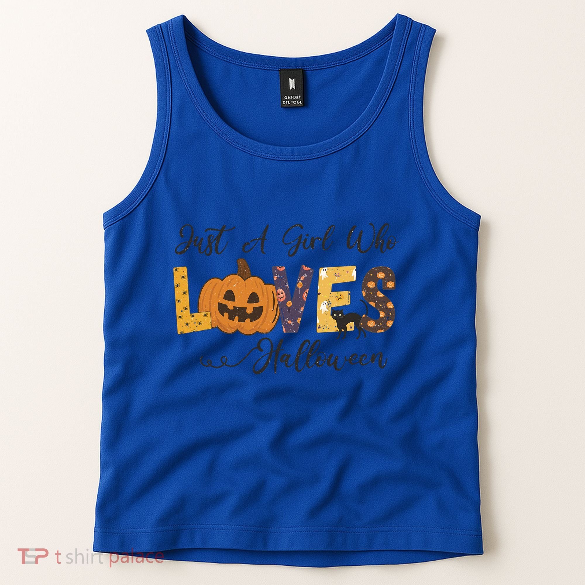 Just A Who Loves Halloween Pumpkin Ghost Black Cat Gift Tank Top