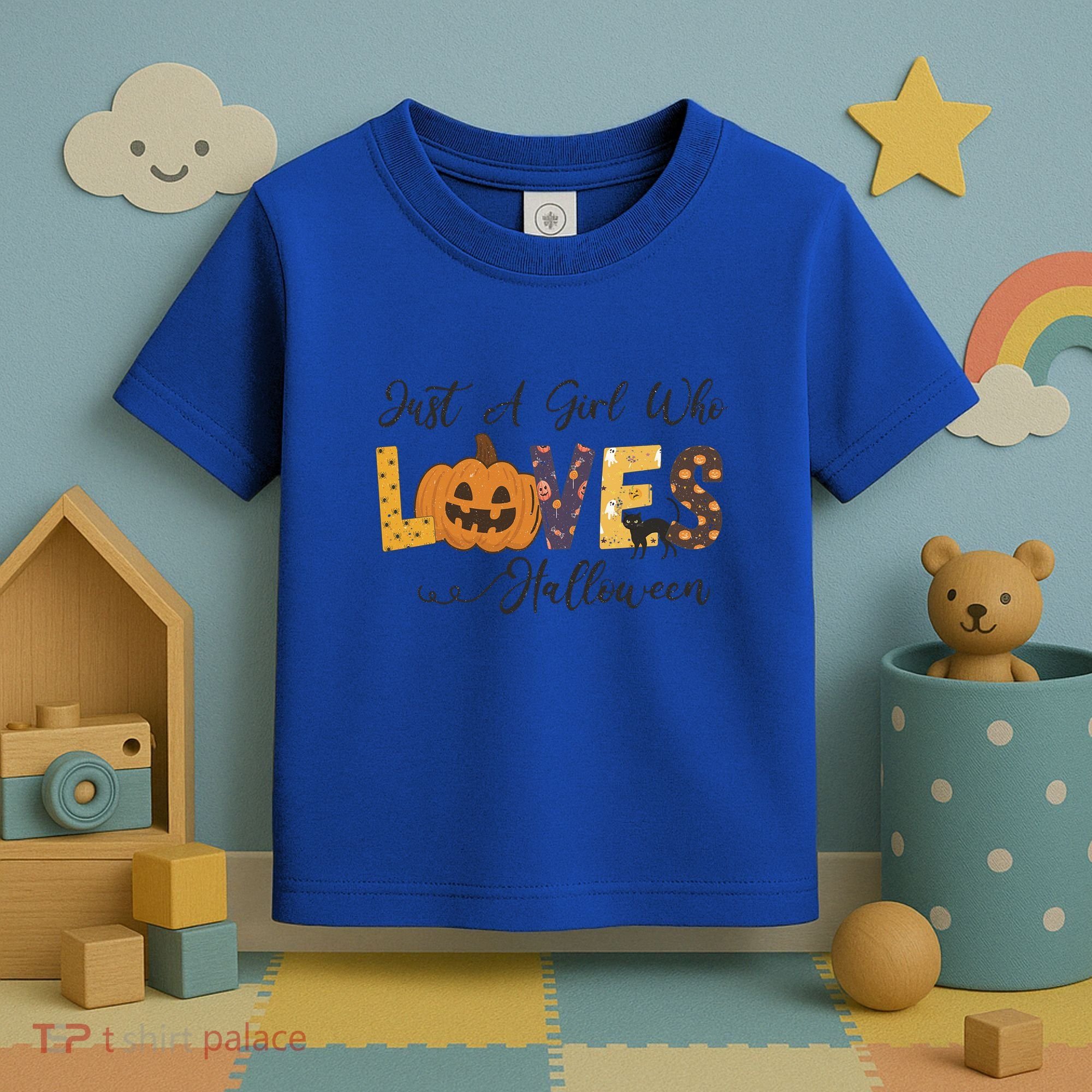 Just A Who Loves Halloween Pumpkin Ghost Black Cat Gift Toddler T-Shirt