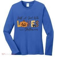 Just A Who Loves Halloween Pumpkin Ghost Black Cat Gift Women's Long Sleeve Shirt thumb 0