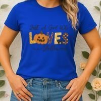 Just A Who Loves Halloween Pumpkin Ghost Black Cat Gift Women's T-Shirt thumb 2