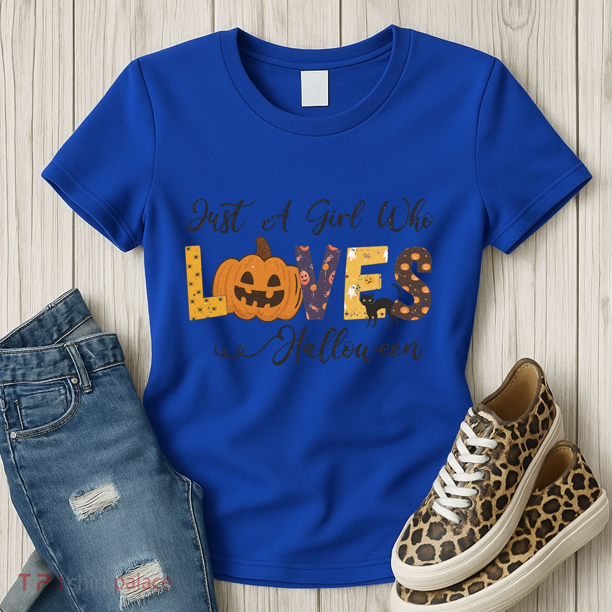 Just A Who Loves Halloween Pumpkin Ghost Black Cat Gift Women's T-Shirt